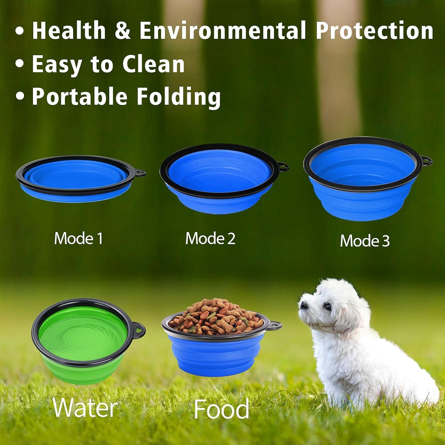 Collapsible Dog Bowl, 4 Pack Portable Silicone Travel Dog Cat Bowls, Pet Water Food Feeding Bowl with Carabiners for Walking Park Hiking